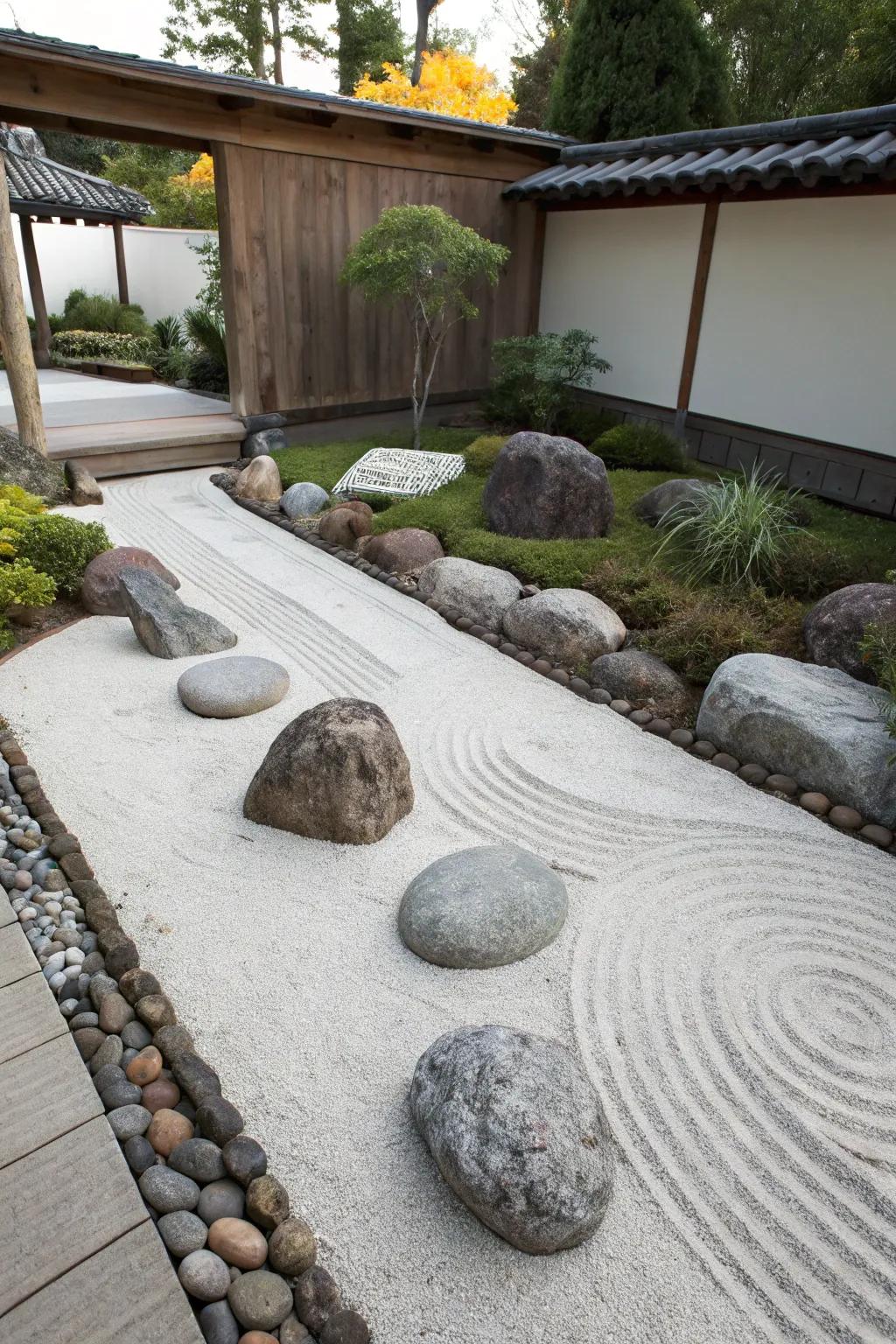 Achieve peace in your own outdoor space with a tranquil Zen garden layout.
