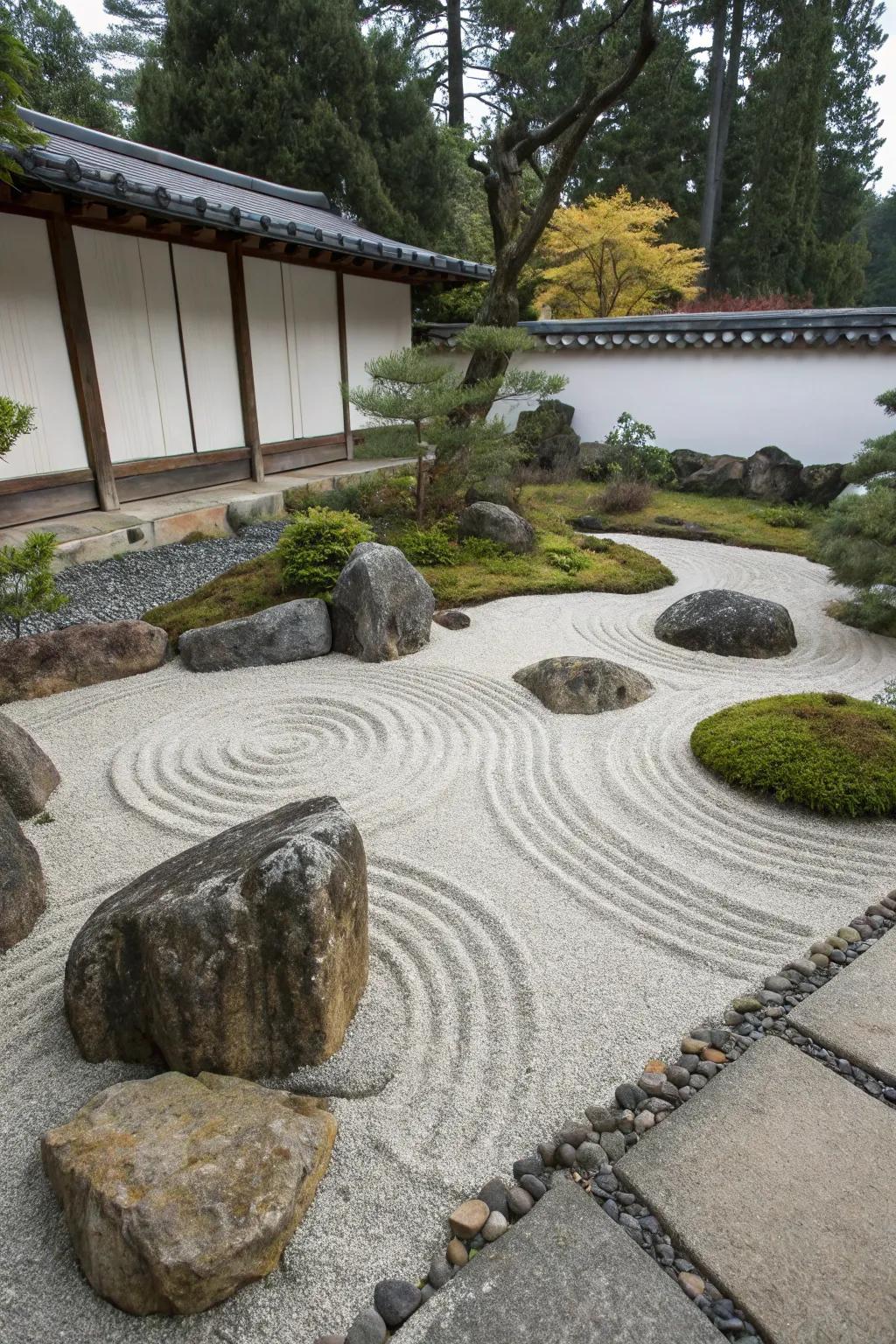 A calming zen garden ideal for meditation.