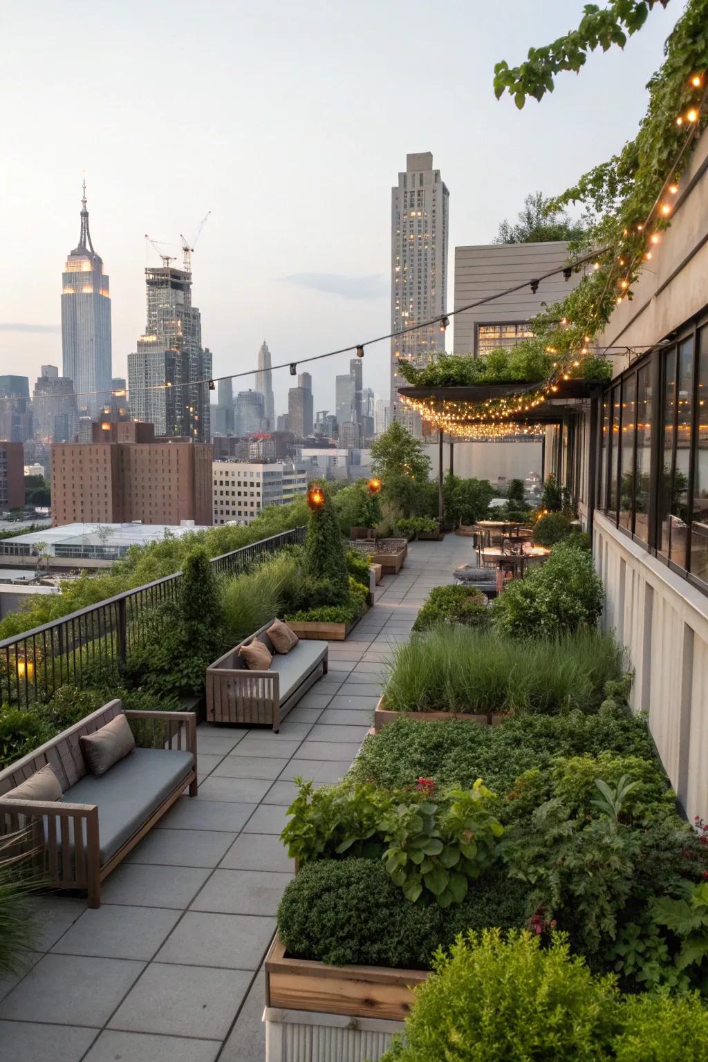 Level roofs present versatile areas for horticulture or relaxation.