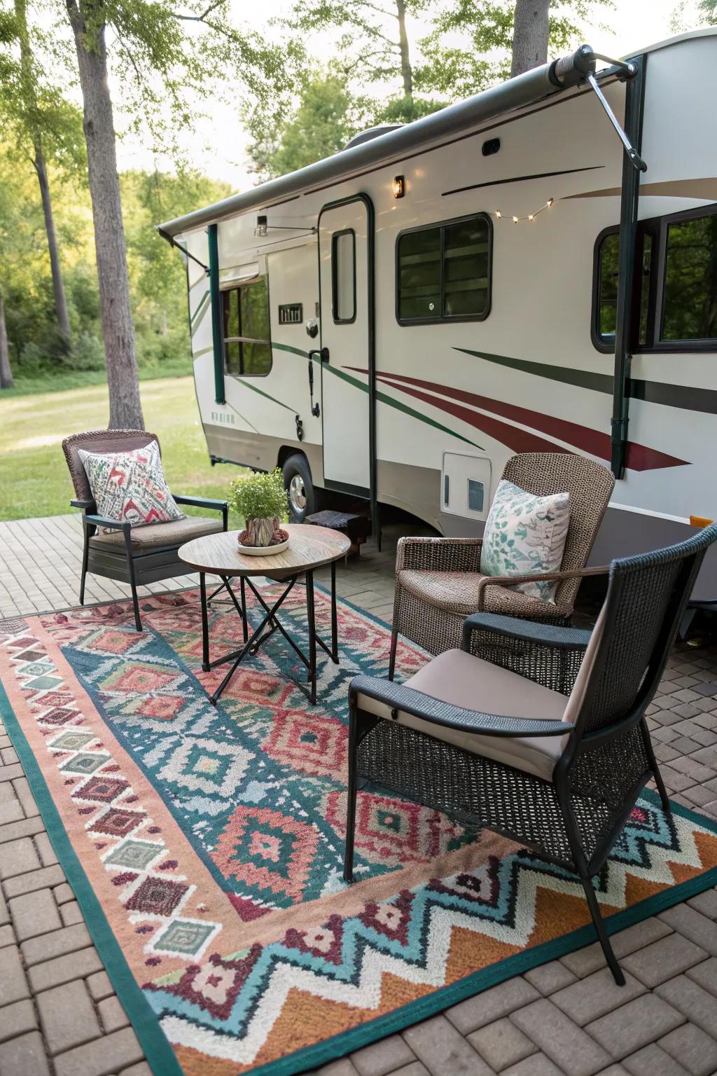 Outdoor carpets introduce texture and flair to your patio.