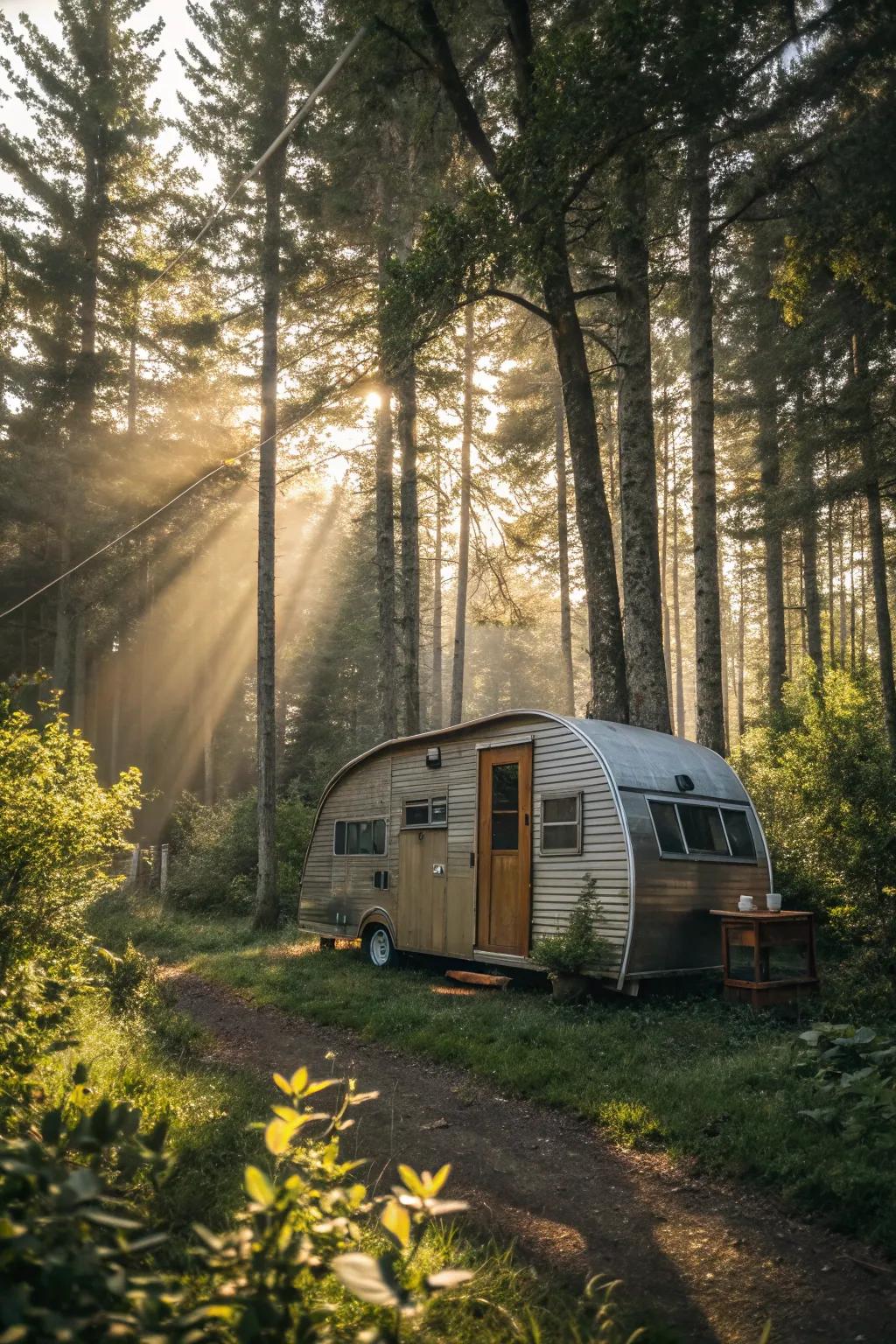 A beautiful mix of wood and metal in an RV shelter.