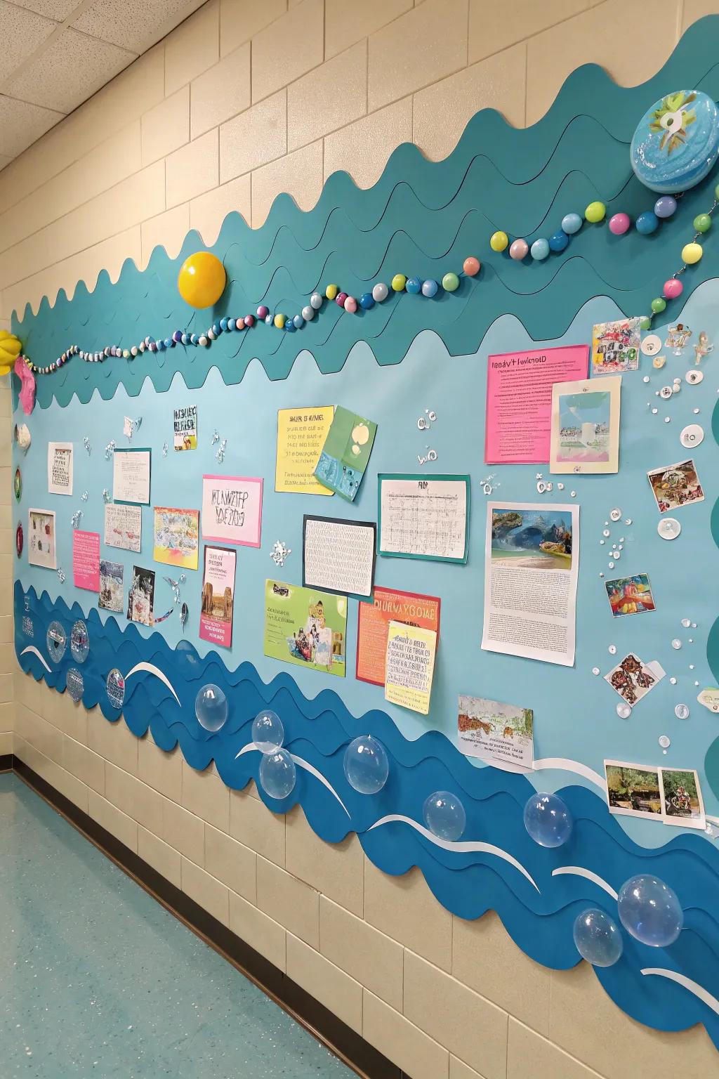 Impart motion to your board by integrating wave and bubble effects.