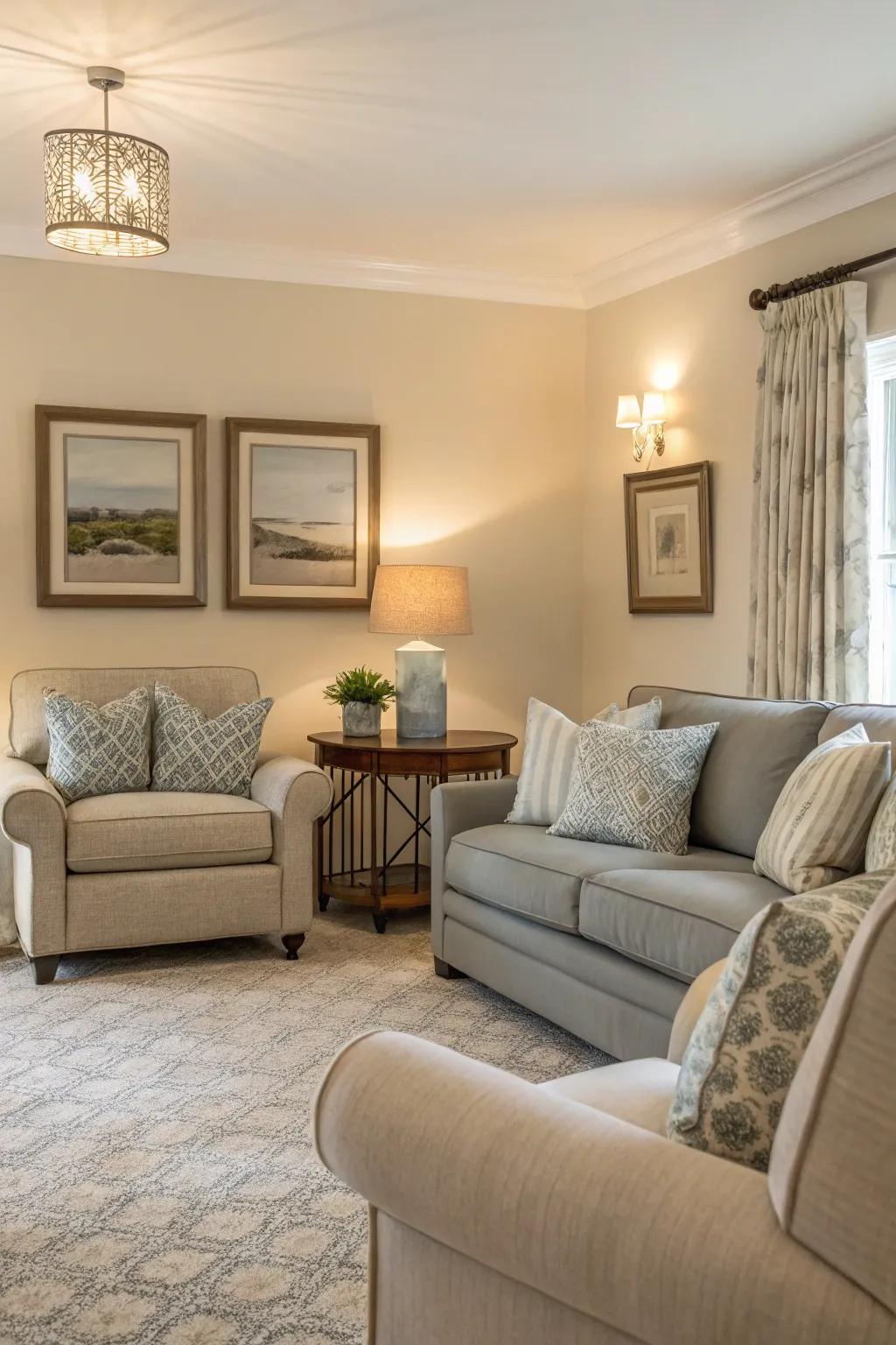 Neutral shades bring serenity to your second living room.