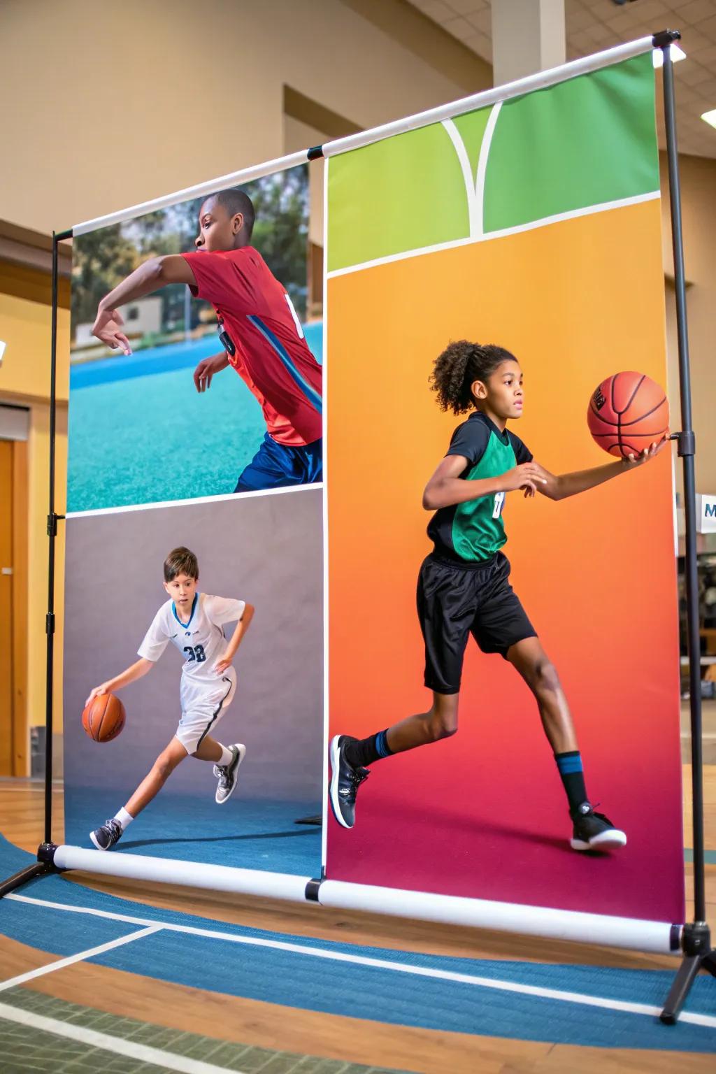 Lively sports poster celebrating athletic milestones.