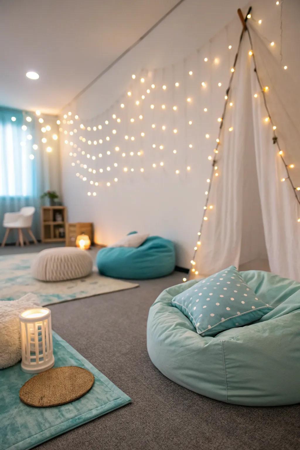 Soft lighting turns the room into a tranquil retreat.