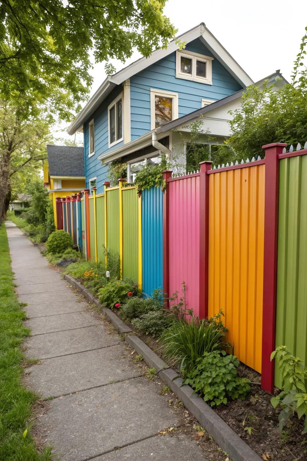 A radiant metal sheet fence infuses an animated flair to the setting.