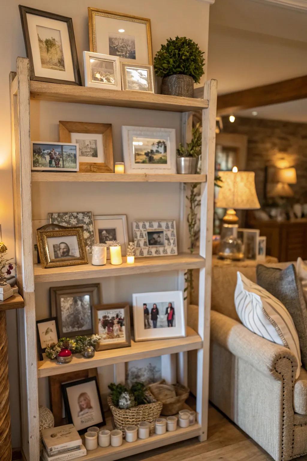 Personal items make shelves distinctly yours.