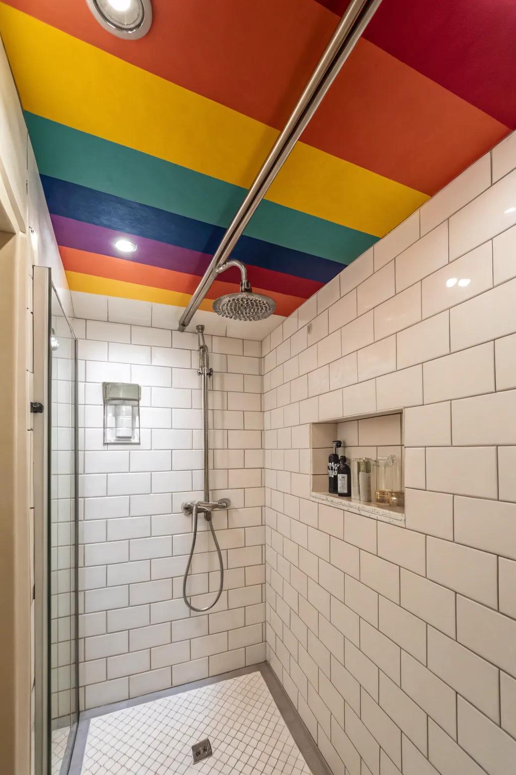 A burst of vibrant color changes the look of the shower.