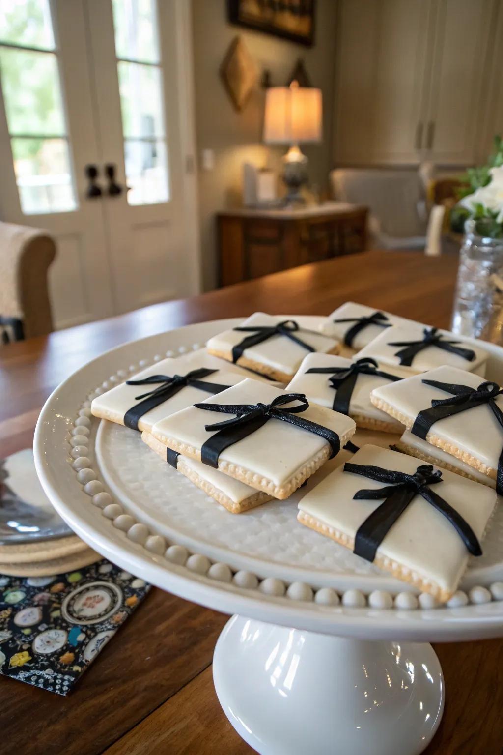 Artfully crafted graduation hat cookies that are visually appealing and delicious.