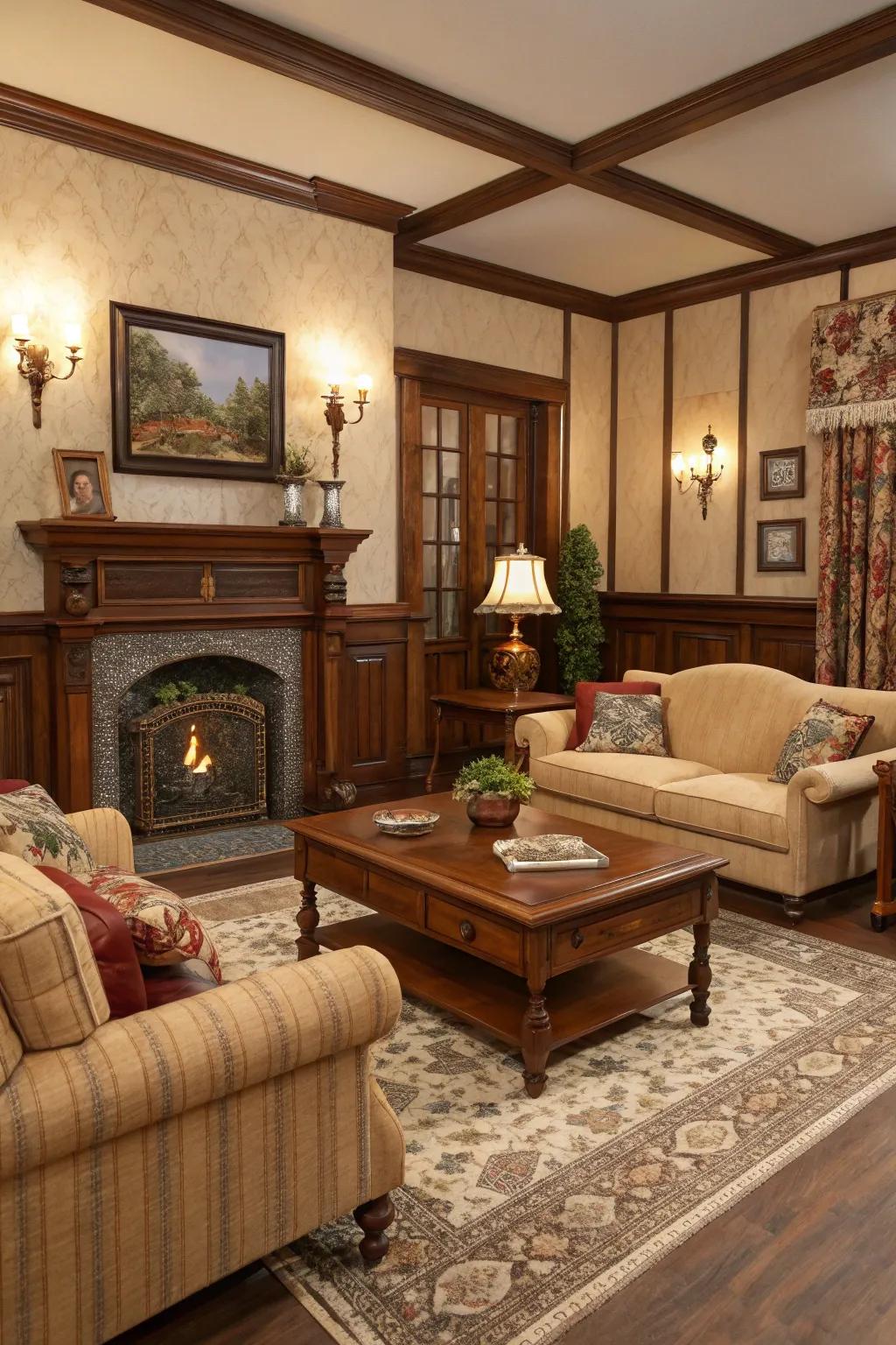 Design a comforting escape with classic charm in your Sims 4 living room.