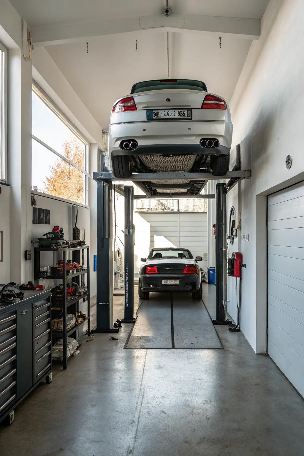 Increase your parking spots with a clever car lift solution.
