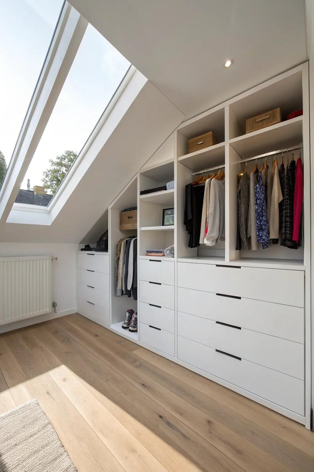 Integrated drawers offer hidden storage while keeping a clean aesthetic.