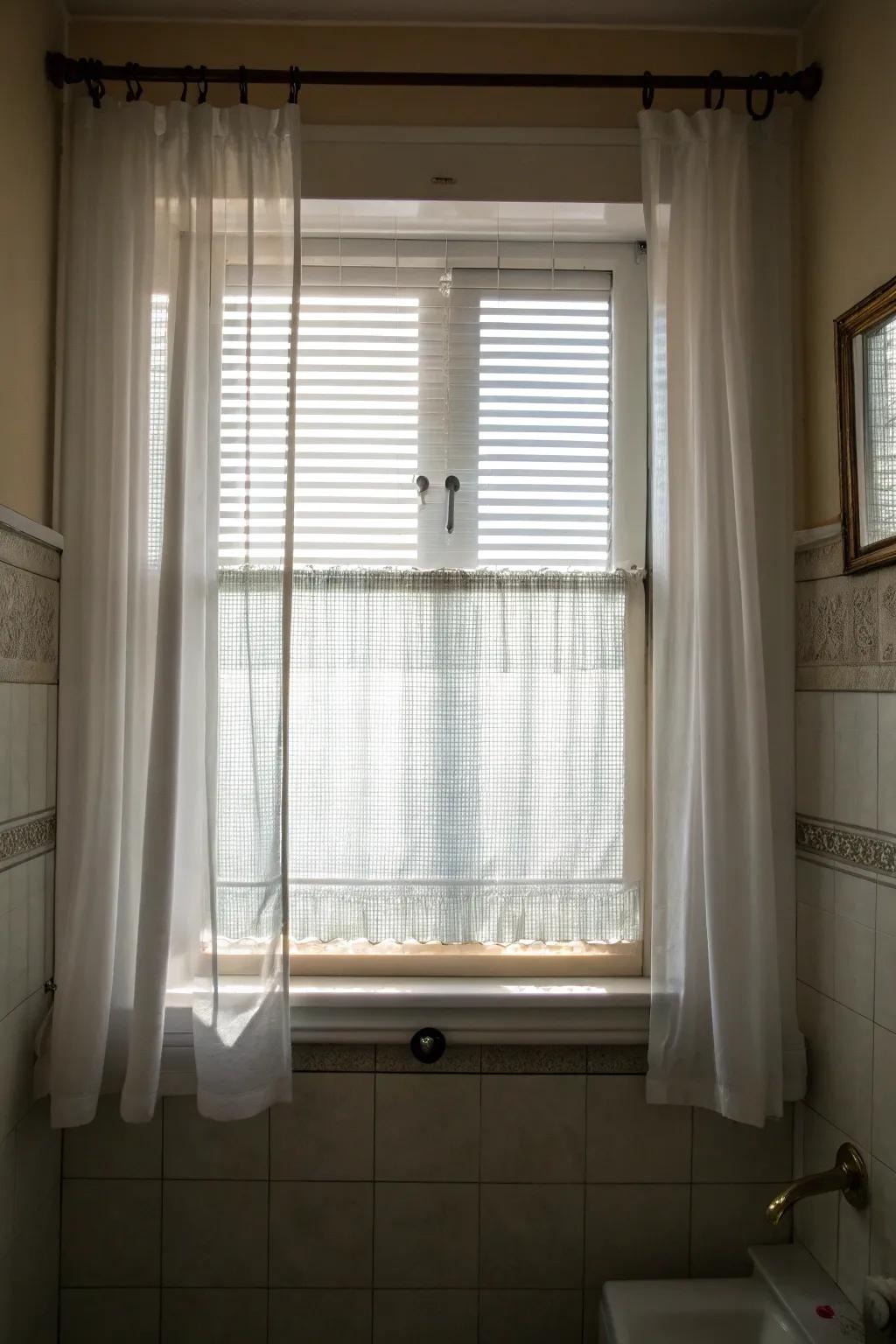 See-through window coverings balance privacy with natural illumination.