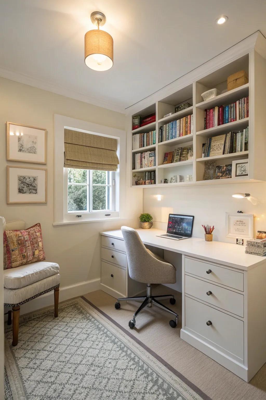 Light and neutral colors create more spacious environments.