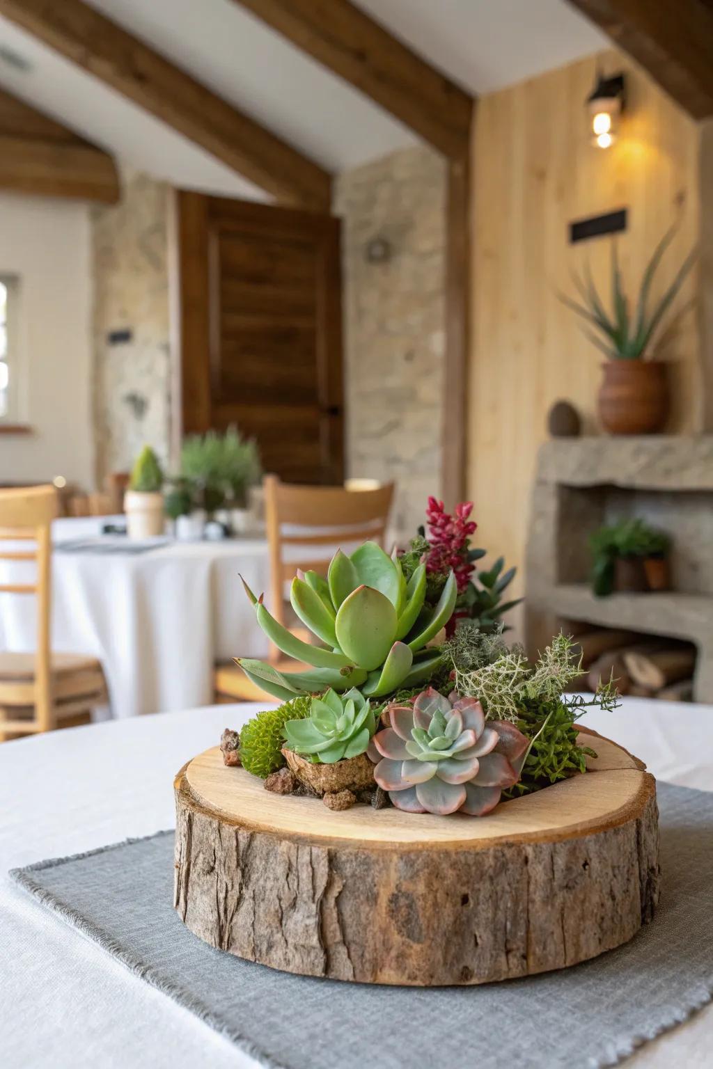Nature-inspired centerpiece that provides rustic charm to any table.