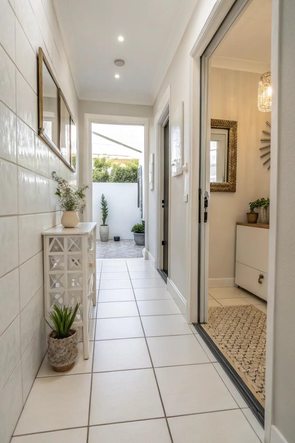 Airy White Vitrified Clay Coverings for a Radiant Entry