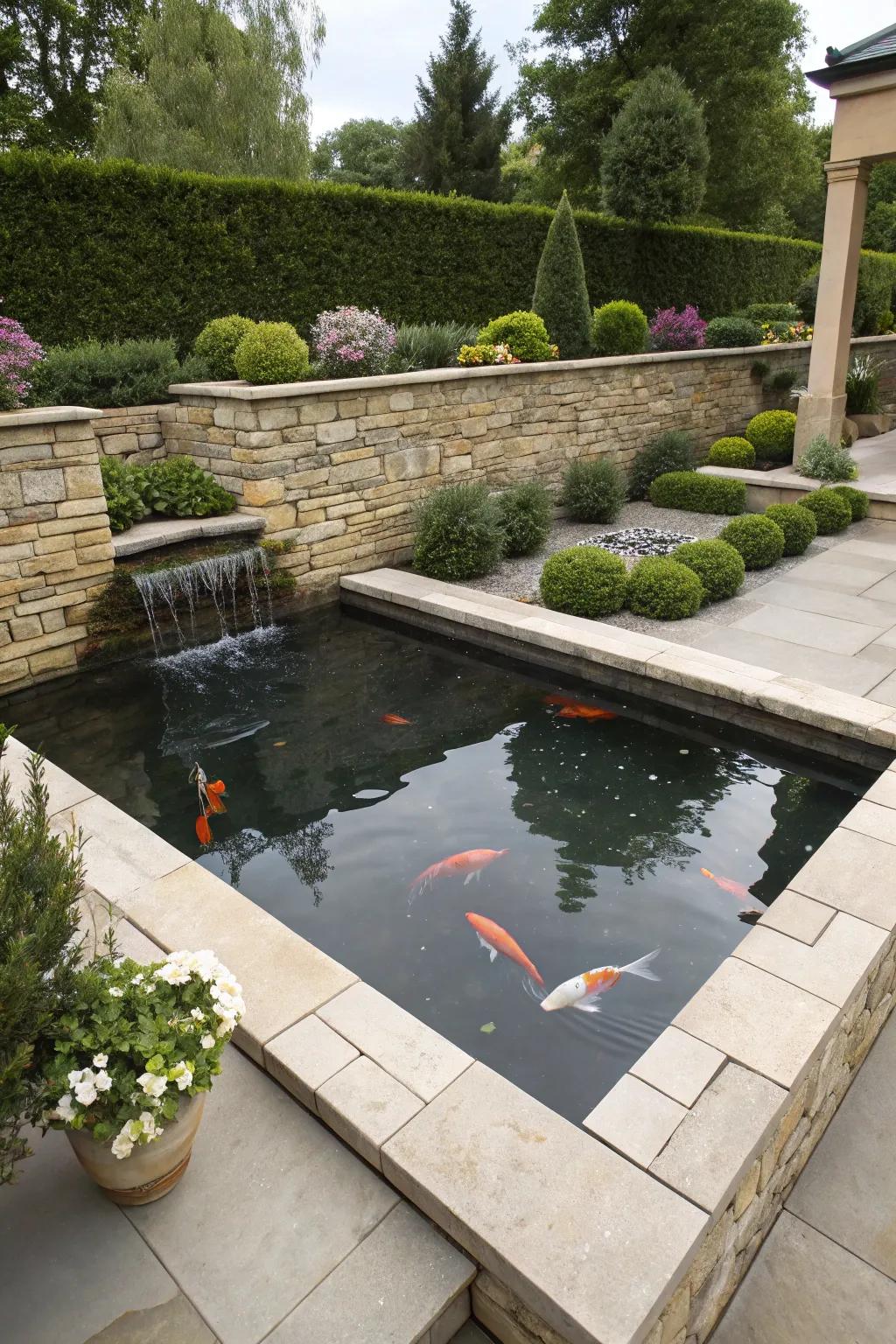 An elegant elevated fish haven enhances both style and fish visibility.