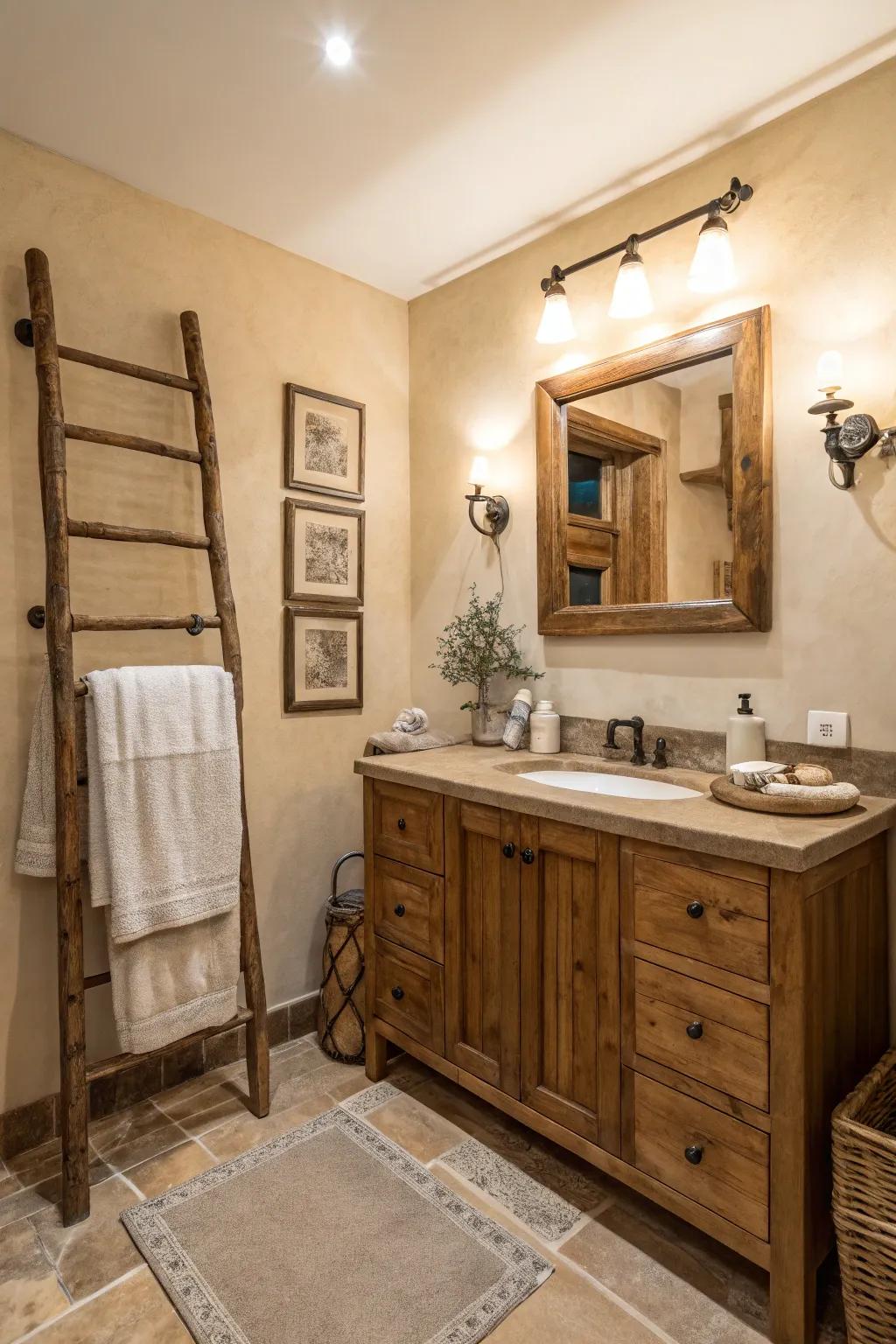 Understated tones contribute to a tranquil setting in a country bathroom.