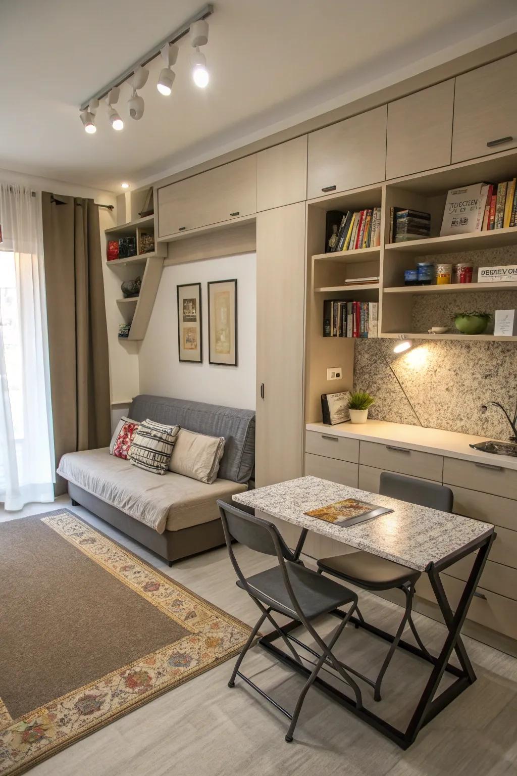 Multi-functional pieces maximize utility in small spaces.