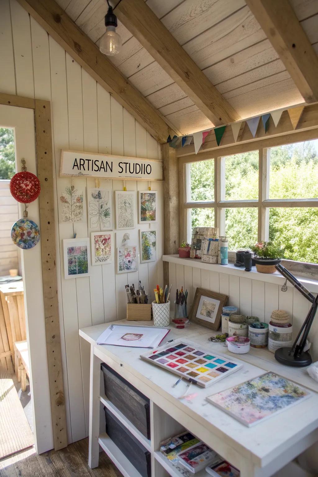 An inspiring artisan studio nestled inside a small shed.