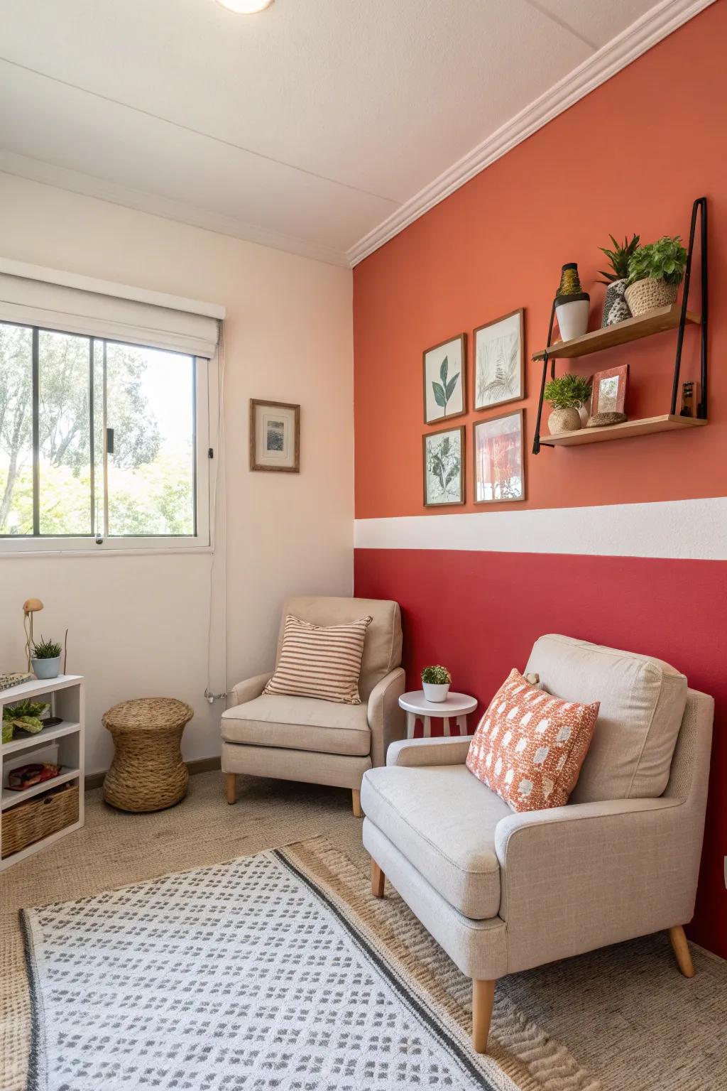An accent wall gives a small space personality and depth.
