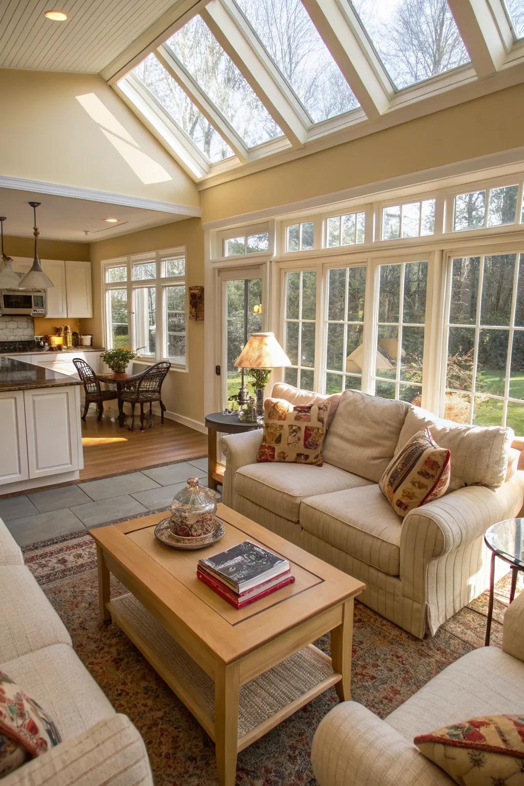 Comfortable furniture encourages relaxation.