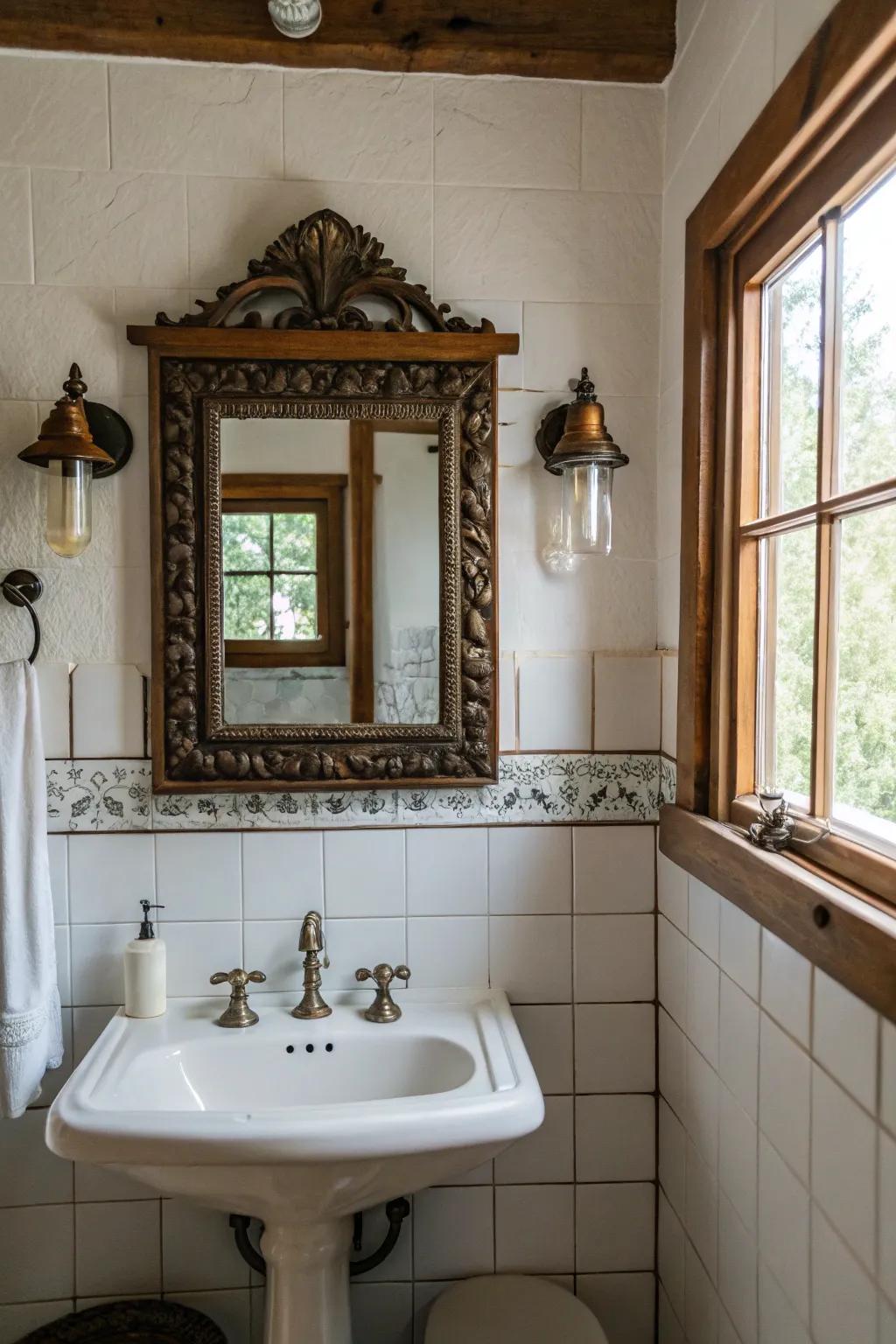 Vintage accents introduce character and sophistication.