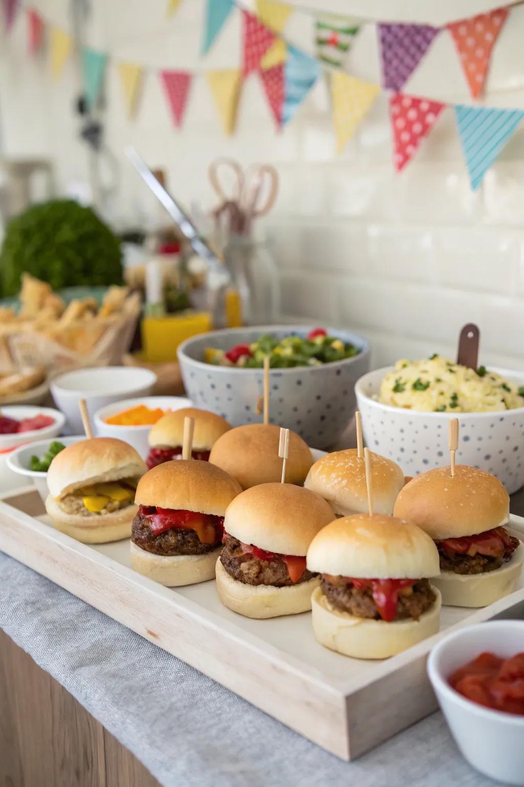 A sophisticated slider station prepared for guests to invent their own flavors.