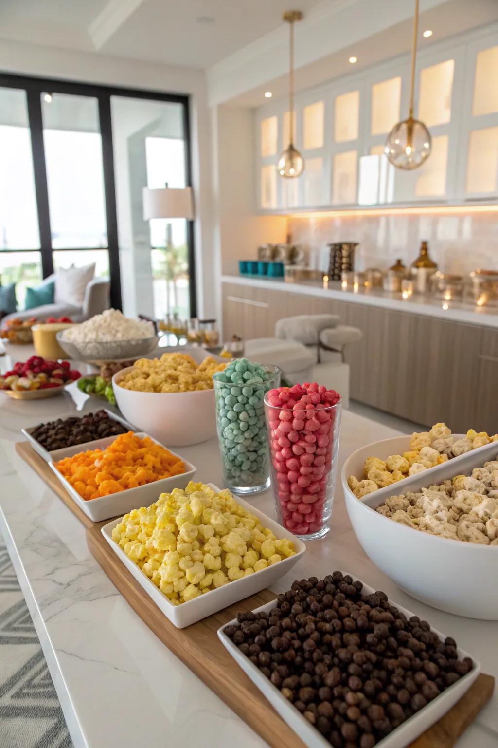 A customizable popcorn station for a playful snack experience.