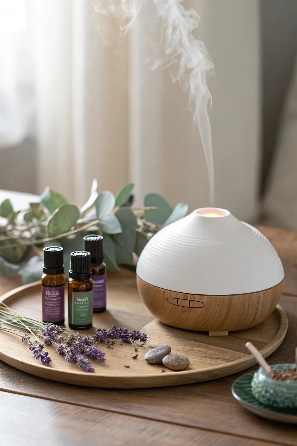 DIY your aromatherapy with soothing lavender and eucalyptus oils.