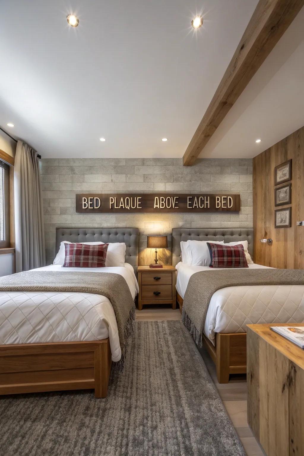 Name plaques bring a personal feeling to shared spaces.