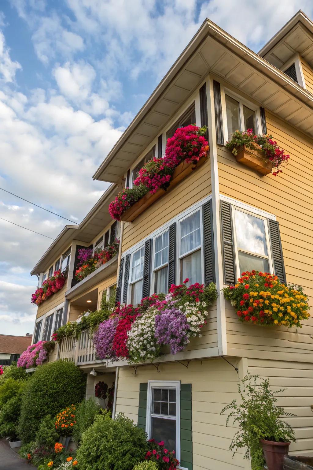 Planter baskets bring charm and color to any residence.