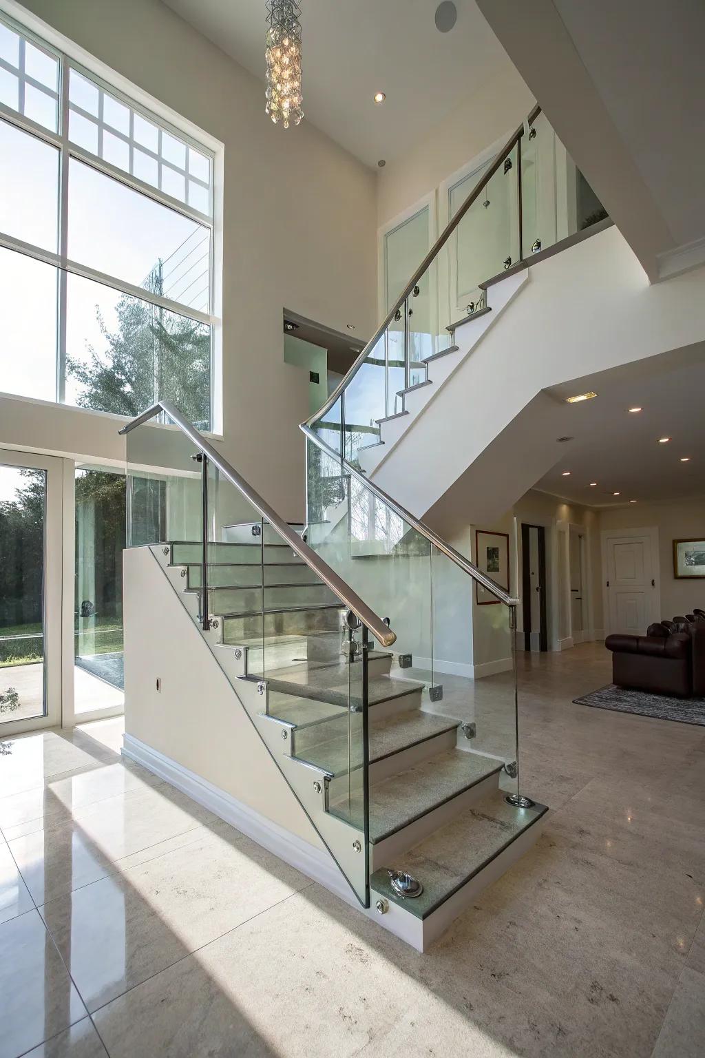 Glass paneling enhances spaciousness and light diffusion in your home.