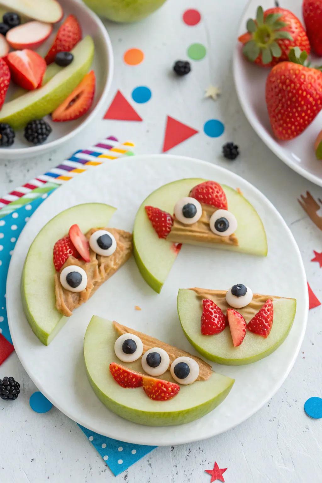 Monster apple snacks that bring a lively, spooky charm to your party table.