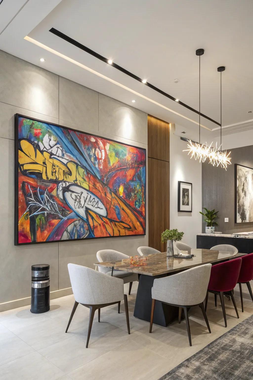 Big abstract art brings vibrant energy to your space.