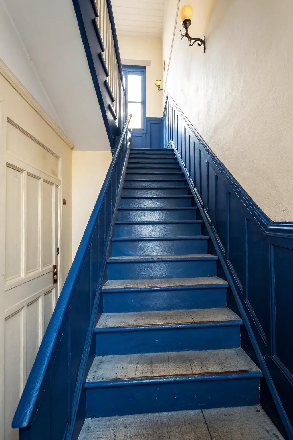 Contrasting colors make your staircase a focal point.