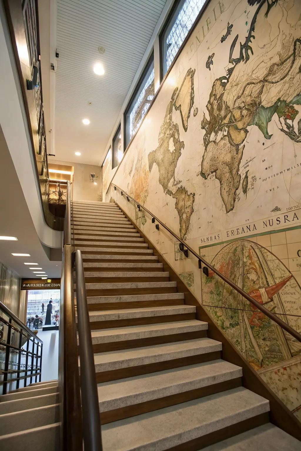 Return to the past using a vintage map wall covering.
