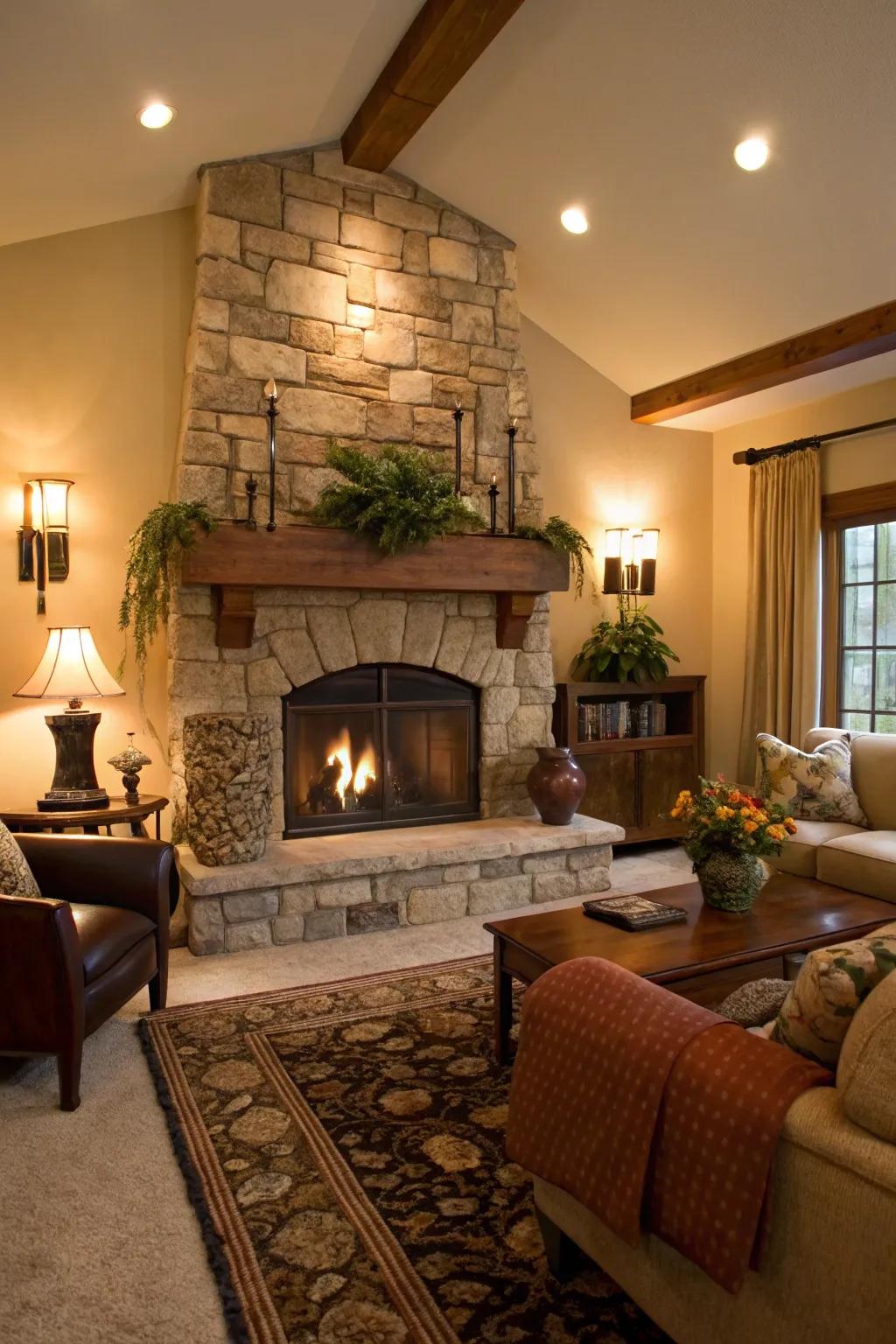 A fireplace border that introduces warmth and character.