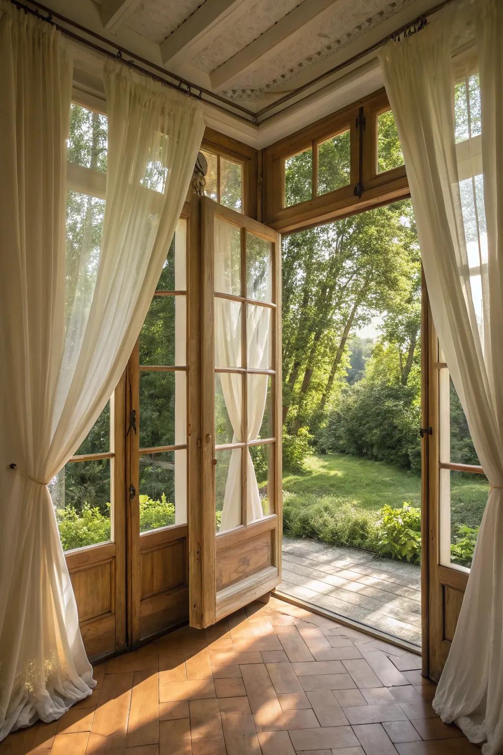 Elegant casement windows fill your sunroom with fresh air.