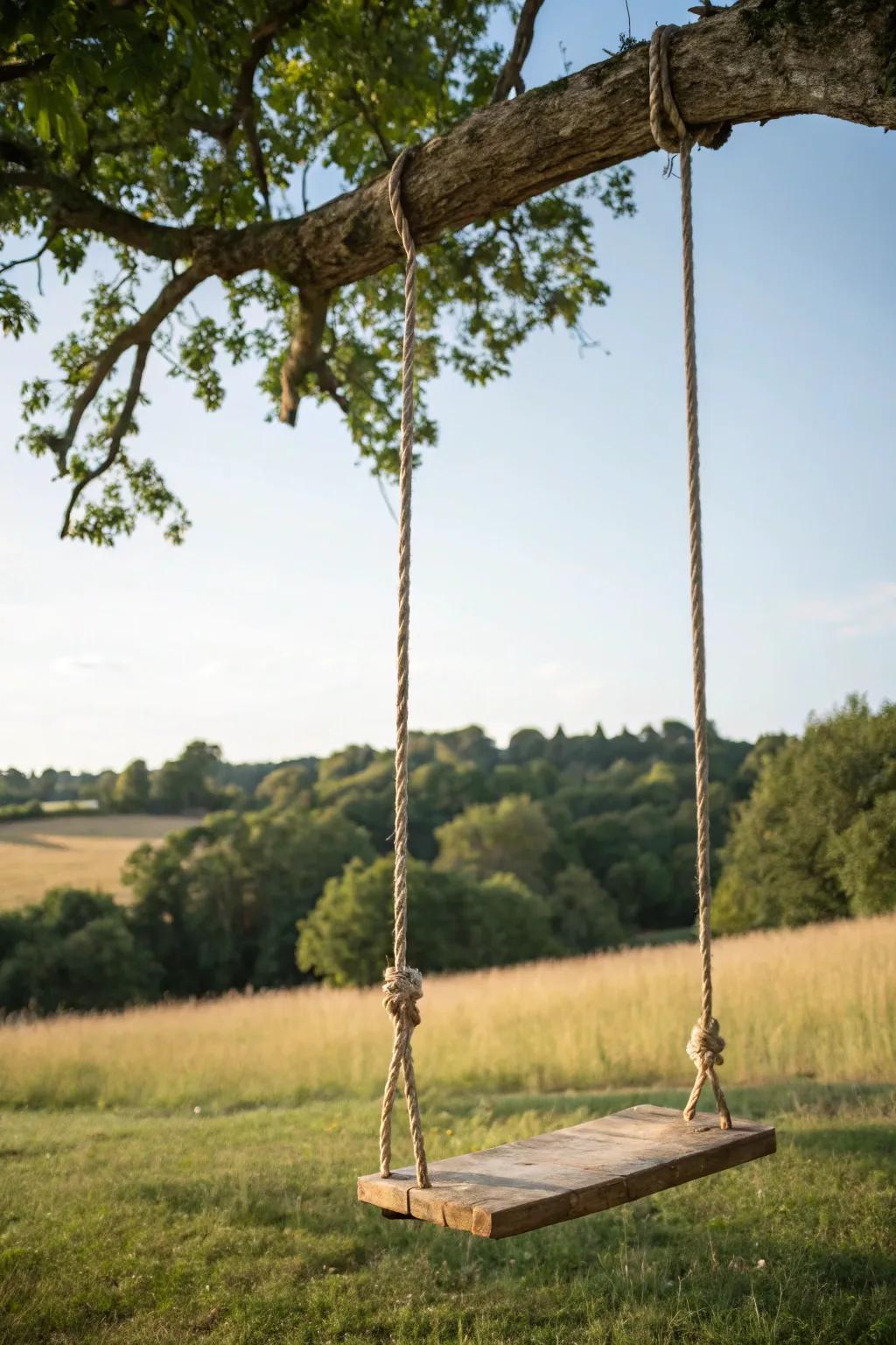 A classic rope swing encourages you to relive childhood joys.