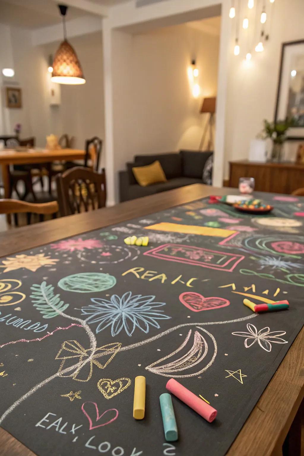 Chalkboard paper turns your table into an interactive work of art.
