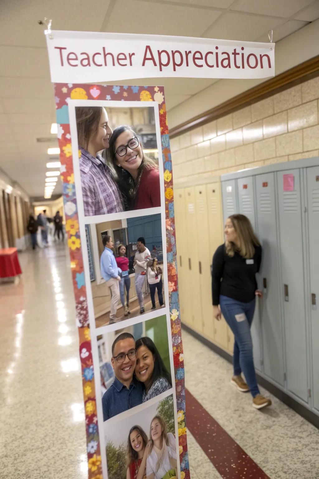 A personalized photo collage banner celebrating teachers and students.