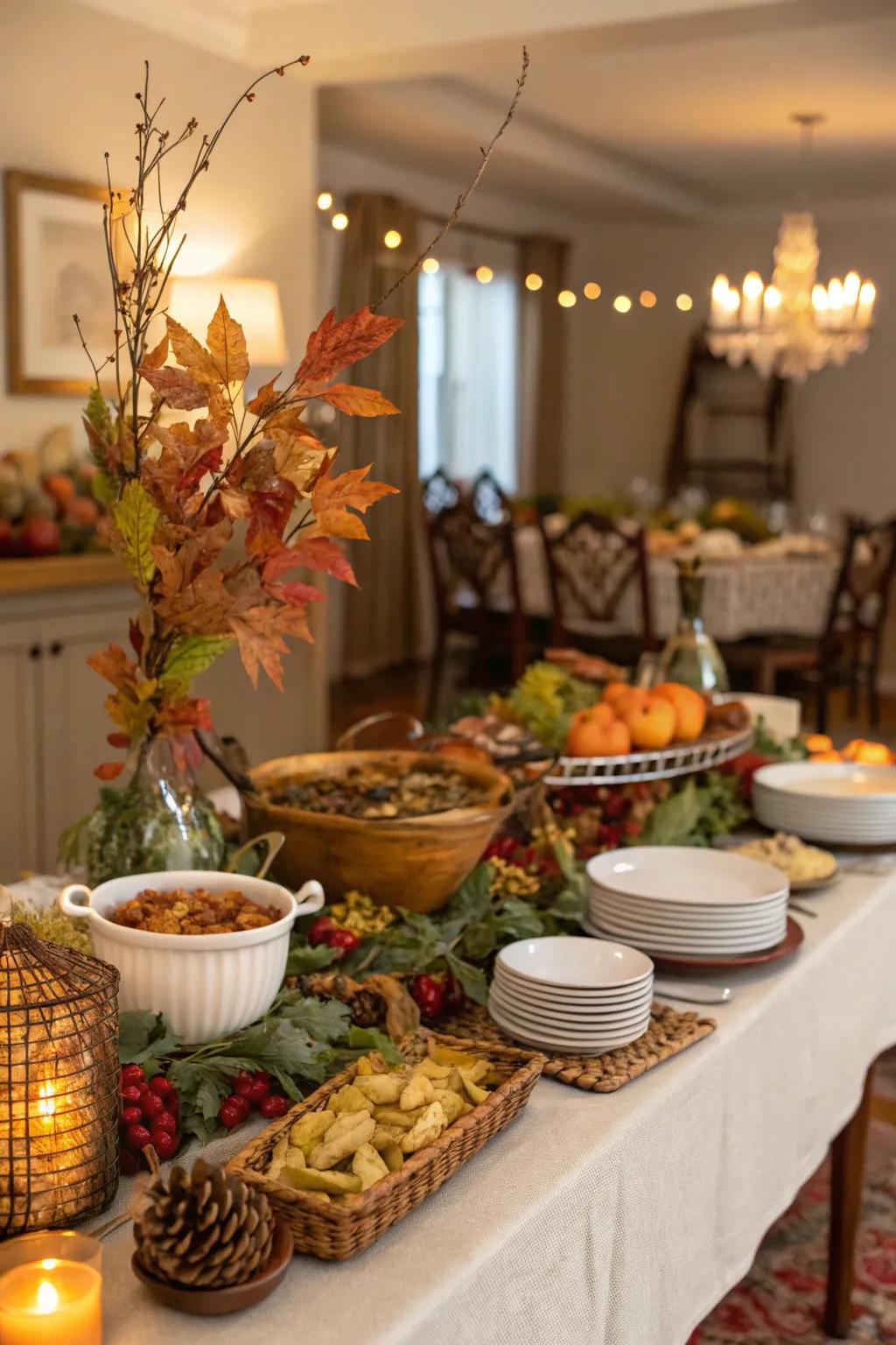 Natural elements offer a rustic appeal to your buffet.