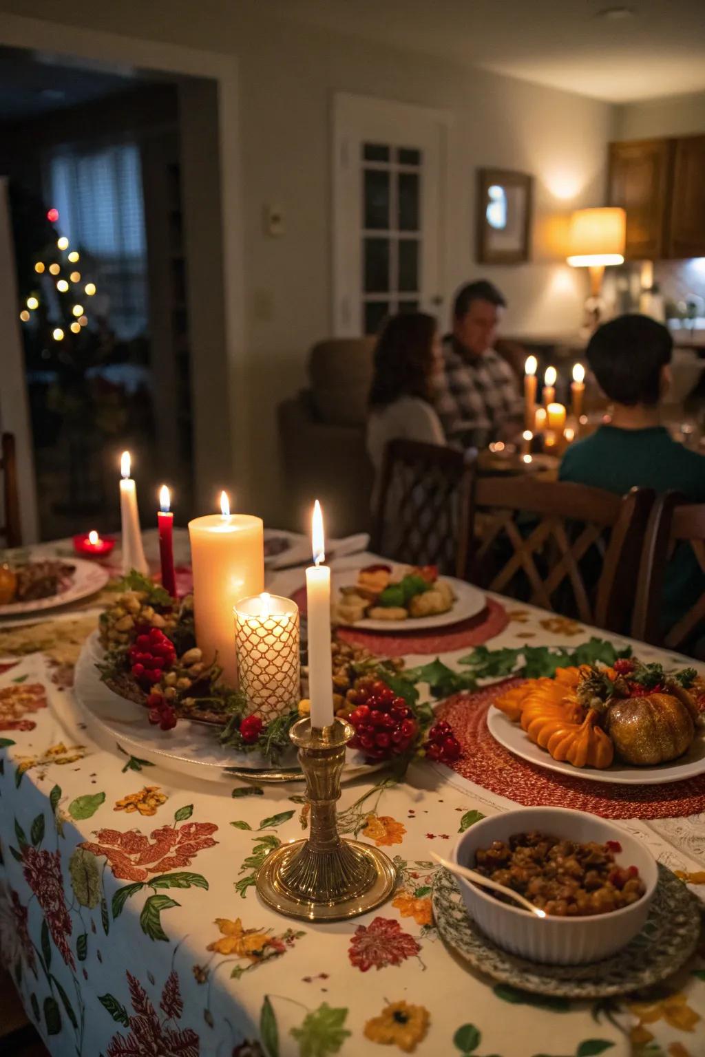 Lights increase the warmth and style of your Thanksgiving table.