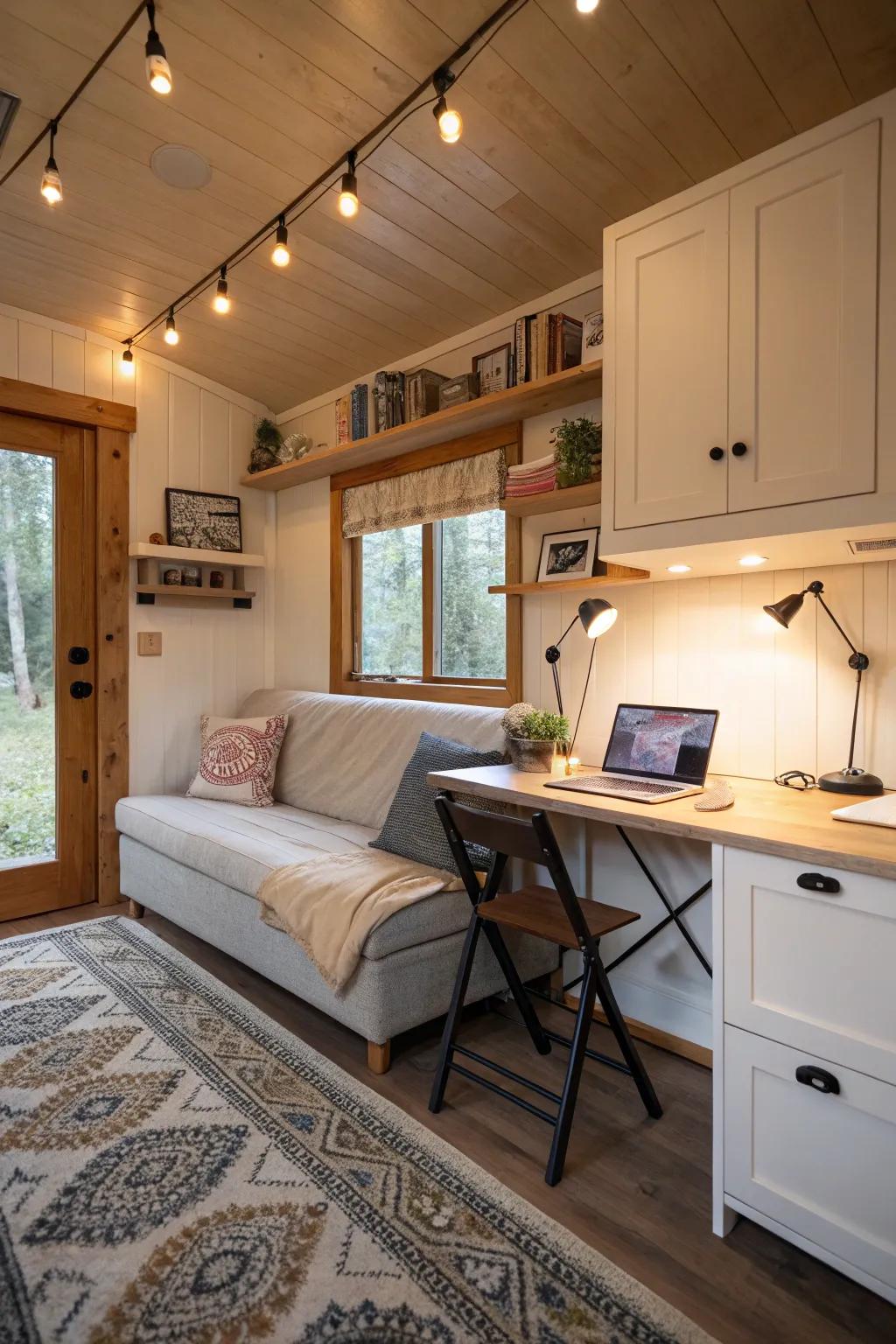 Clever furniture choices maximize usefulness in small spaces.