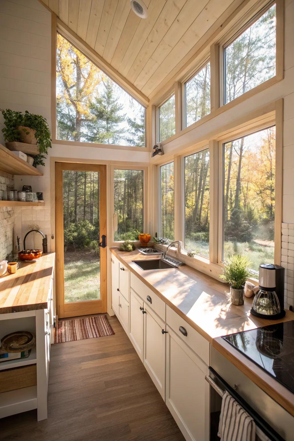 Sunlight transforms a small kitchen into an inviting refuge.