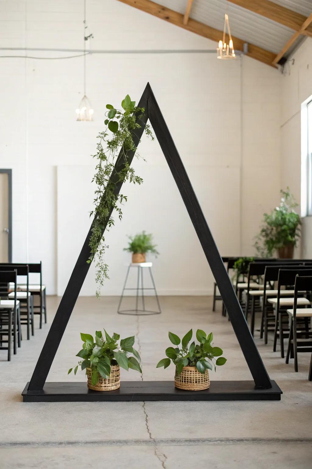 A streamlined and contemporary triangular archway embodying minimalist design principles.