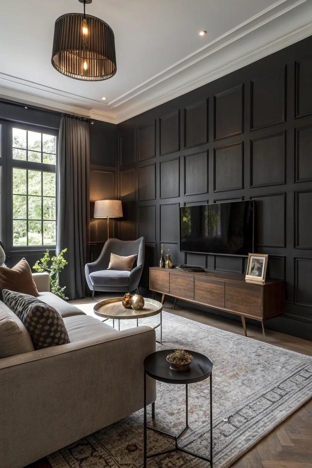 Dark wall design that enhances depth and elegance.