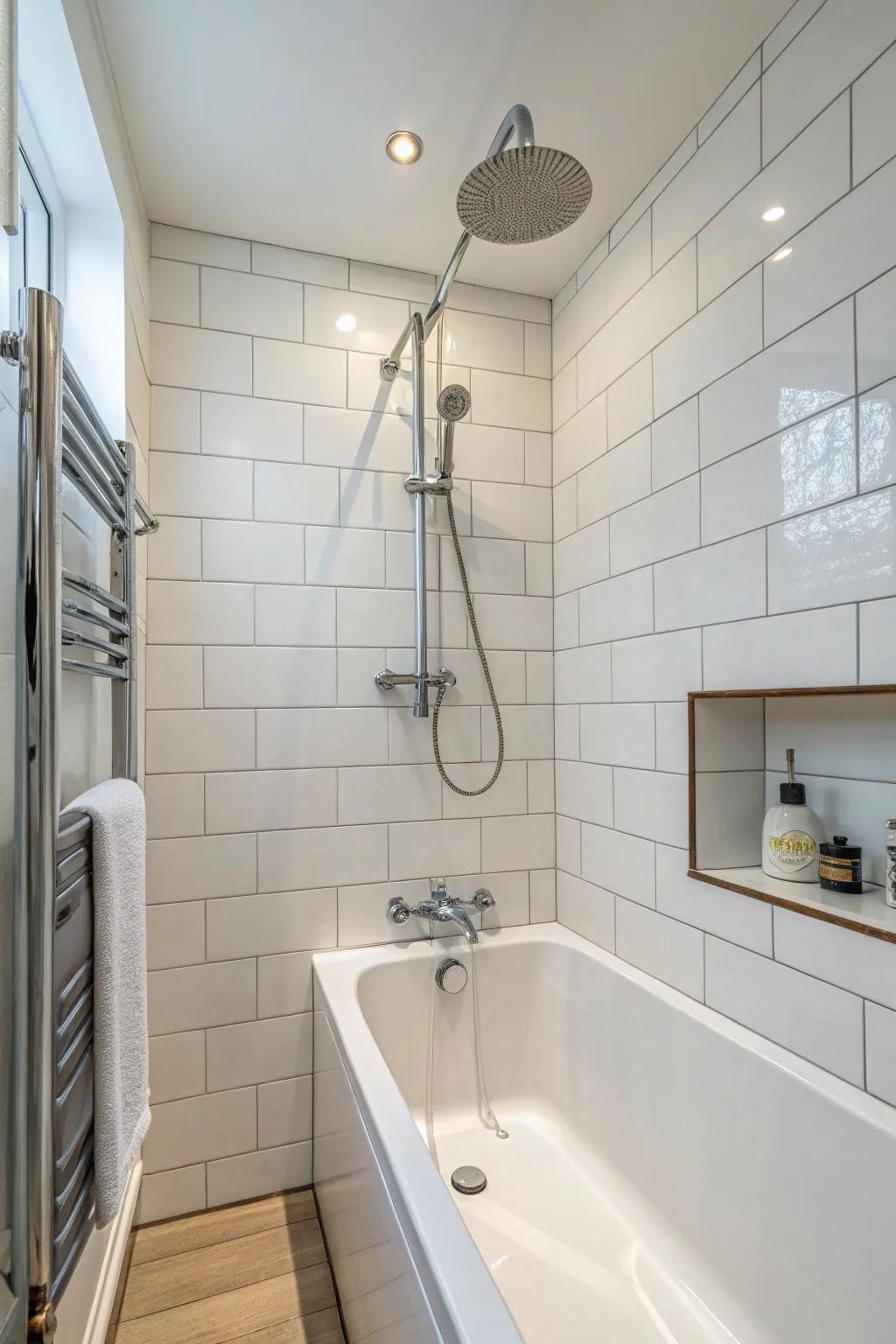 Sleek, modern fixtures add a contemporary touch to this combo.