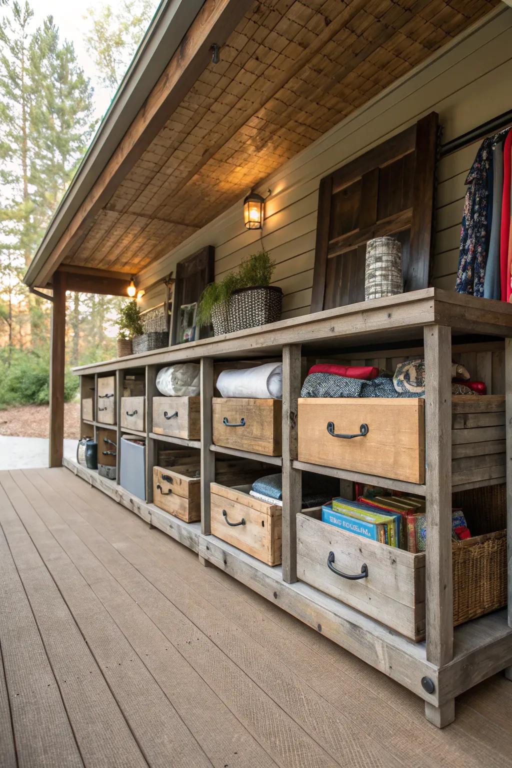 Do-it-yourself mobile compartments inject usefulness and allure into your under-deck storage.